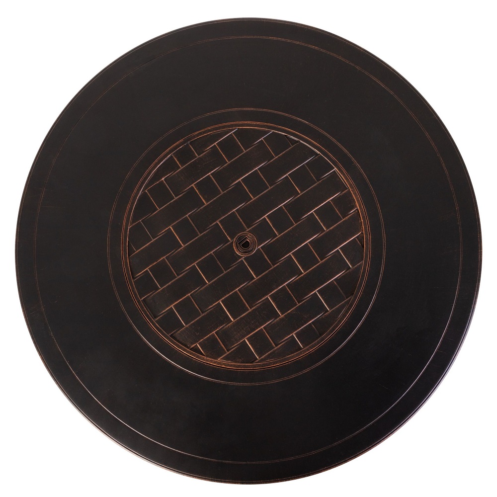 Fire Sense Perissa Woven Round Cast Aluminum LPG Gas Fire Pit - 62208