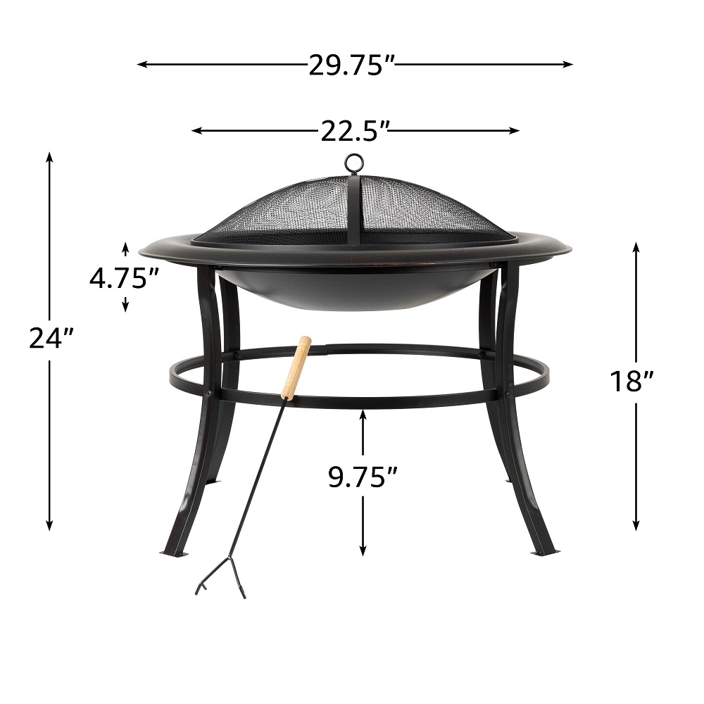 Fire Sense 30 Inch Tokia Round Wood Burning Fire Pit