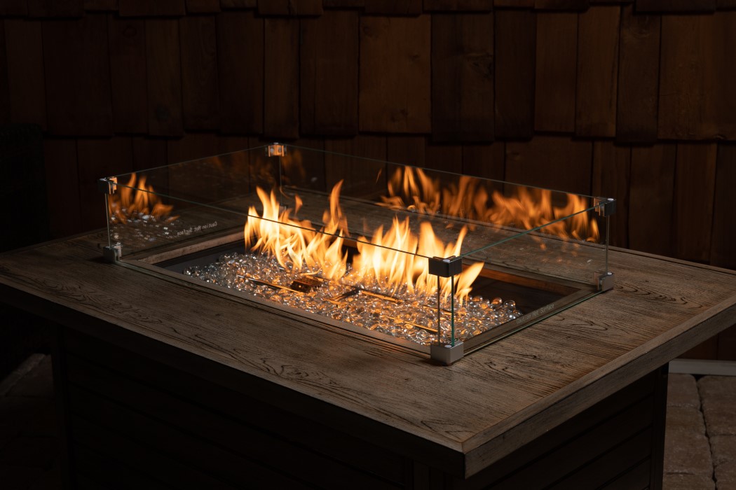 Fire Sense Tempered Glass Wind Guard for Rectangular Fire Pits