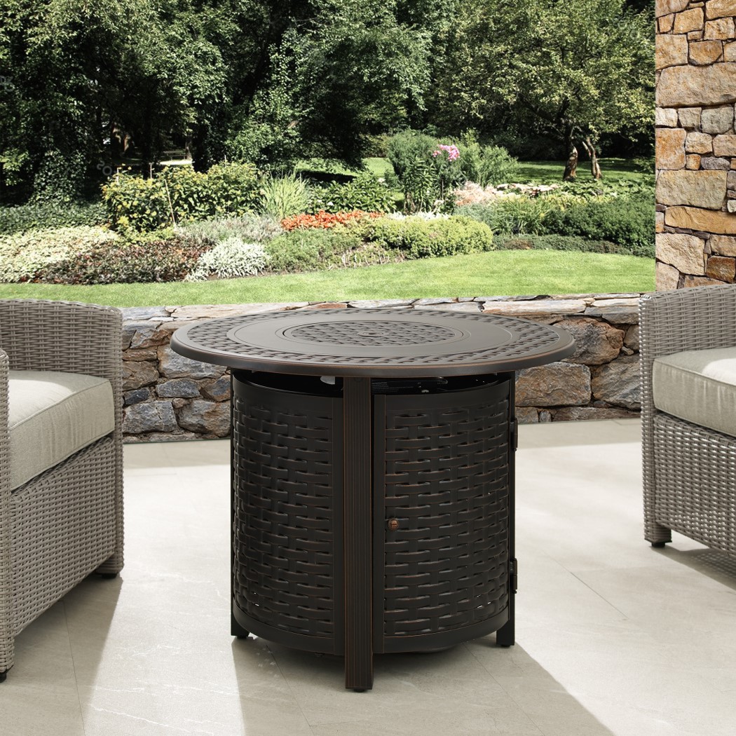 Fire Sense 34 Inch Hendricks Round Aluminum Propane Fire Pit