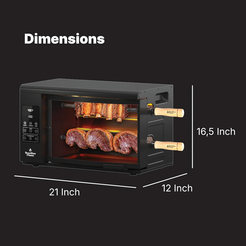 Brazilian Flame 2 Skewer Electric Rotisserie Grill