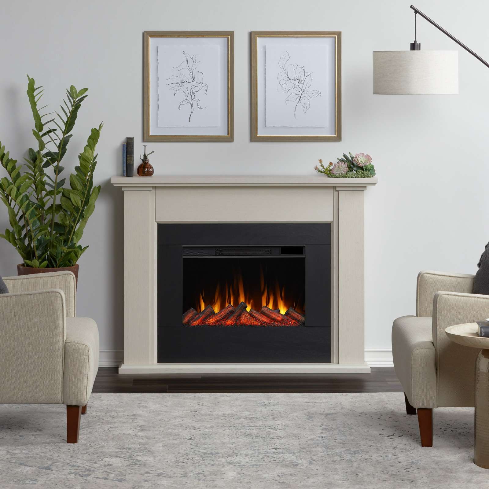 Real Flame 52 Inch Tejon Slim Electric Fireplace with Mantel