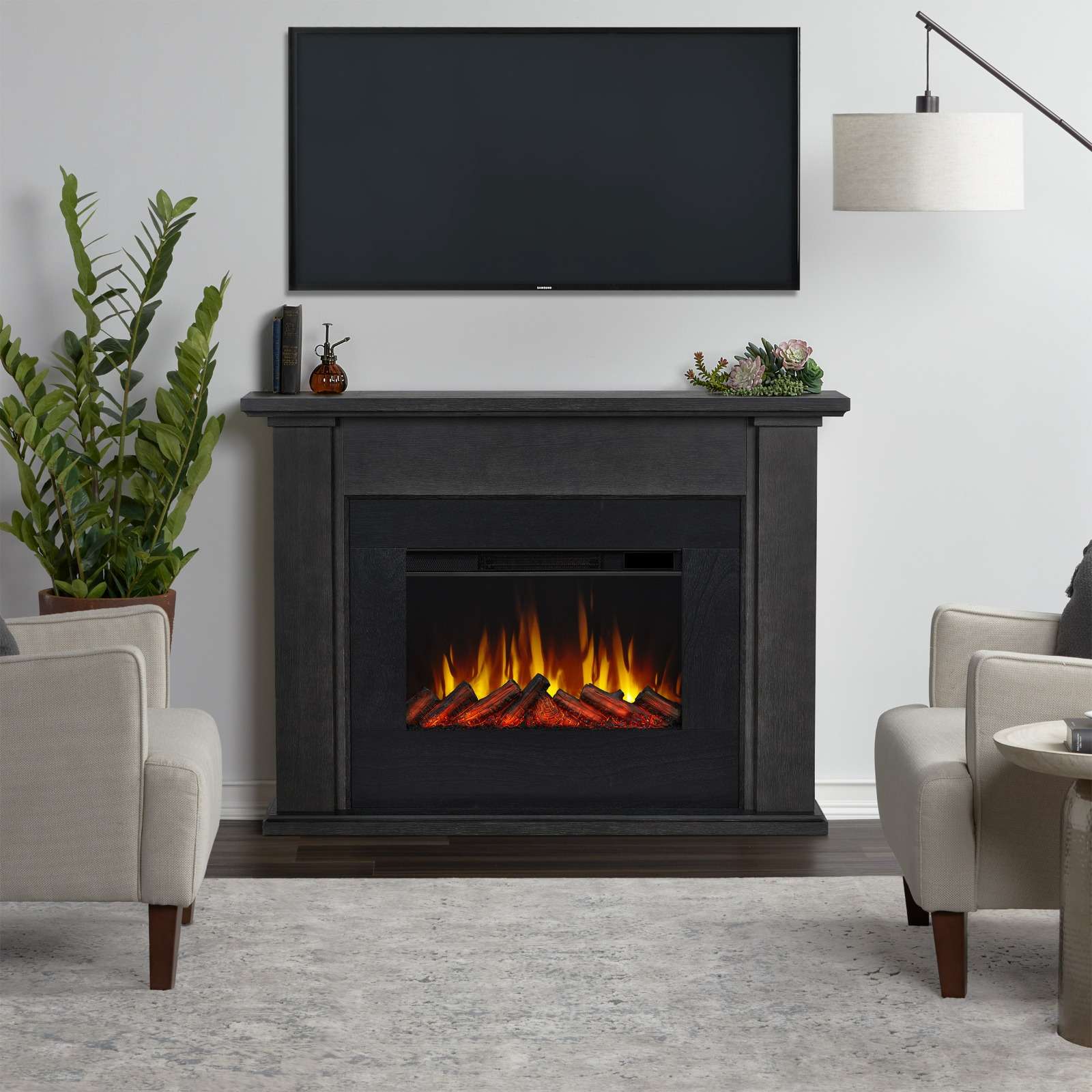 Real Flame 52 Inch Tejon Slim Electric Fireplace with Mantel
