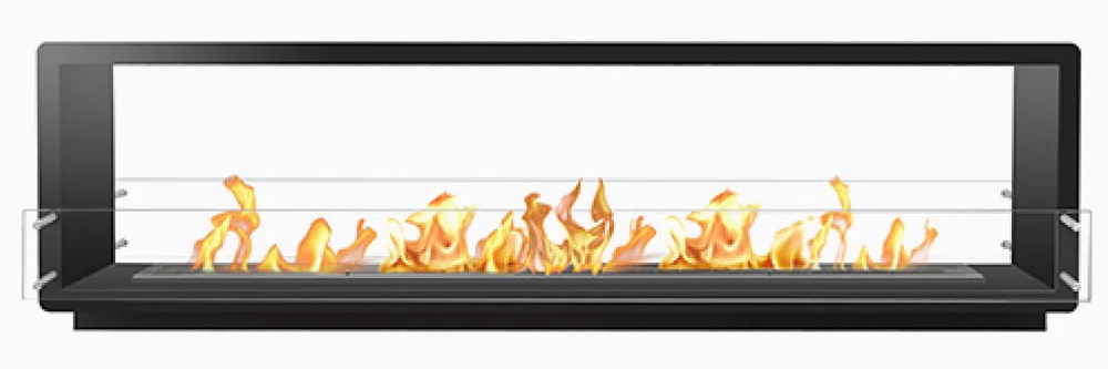 Bio Flame 96 Inch See-Through Ethanol Fireplace with 72 Inch Remote Control Burner