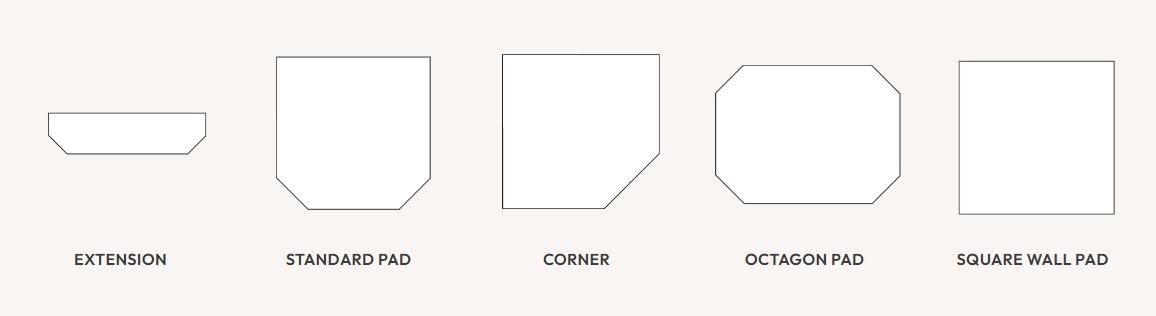 Hearth Classics 44 Inch Traditional Tile Type 2 Corner Hearth Pad - Classic Edge