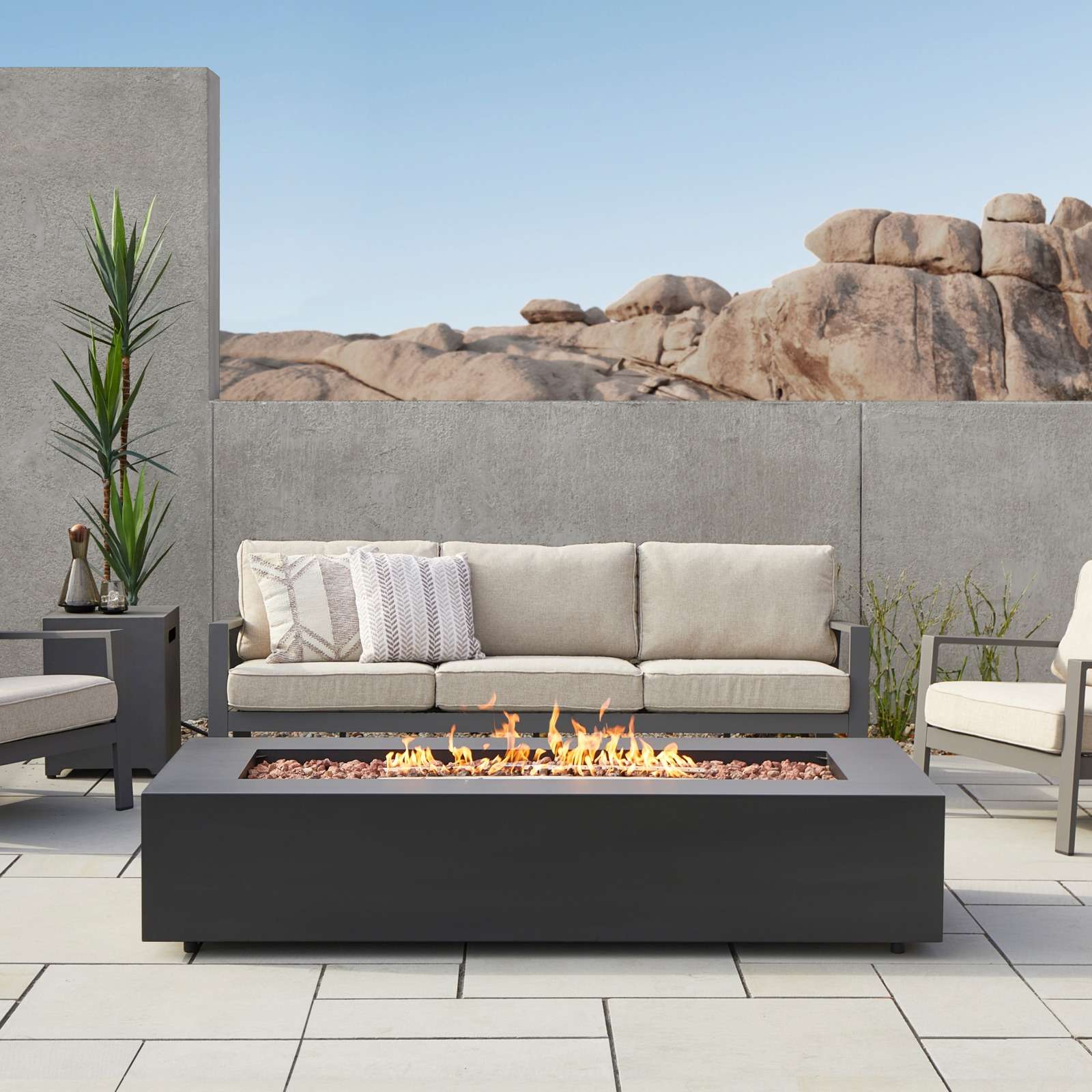 Real Flame 70 Inch Aegean Rectangle Propane Fire Table