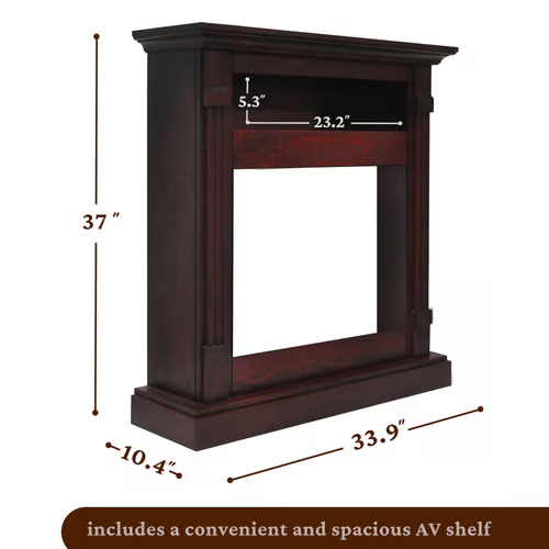 Cambridge 34 Inch Sienna Fireplace Mantel with Enhanced Log Insert