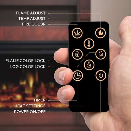 Cambridge 34 Inch Sienna Fireplace Mantel with Enhanced Log Insert
