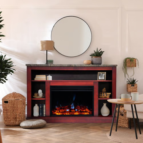 Cambridge 47 Inch Seville Fireplace Mantel with Enhanced Log Insert