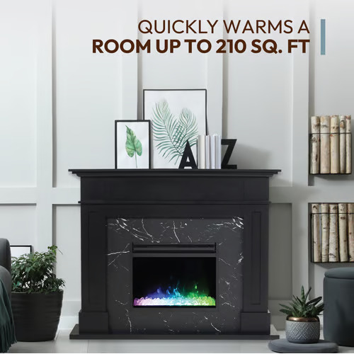 Cambridge 53 Inch Sofia Black Fireplace Mantel with Black Marble
