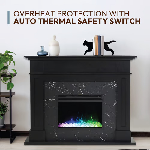 Cambridge 53 Inch Sofia Black Fireplace Mantel with Black Marble