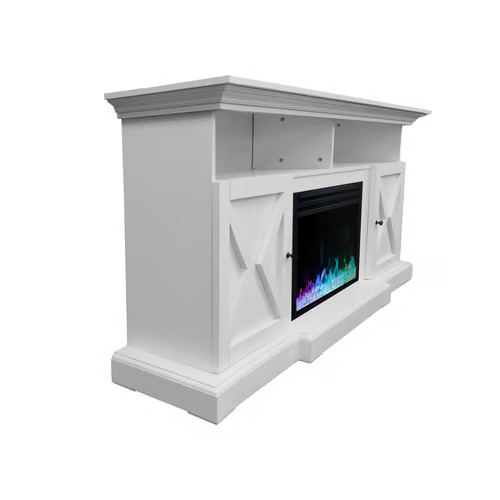 Cambridge 62 Inch Summit Farmhouse Style Electric Fireplace Media Console with Crystal Insert