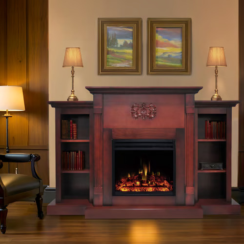 Cambridge 72 Inch Sanoma Fireplace Mantel with Enhanced Log Insert