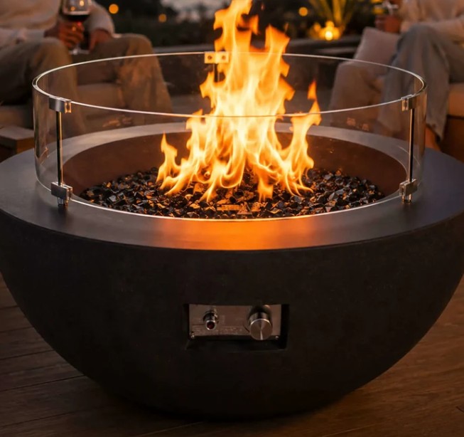 Flame Havens 28 Inch Tempered Glass Wind Guard for Refuge Fire Pits