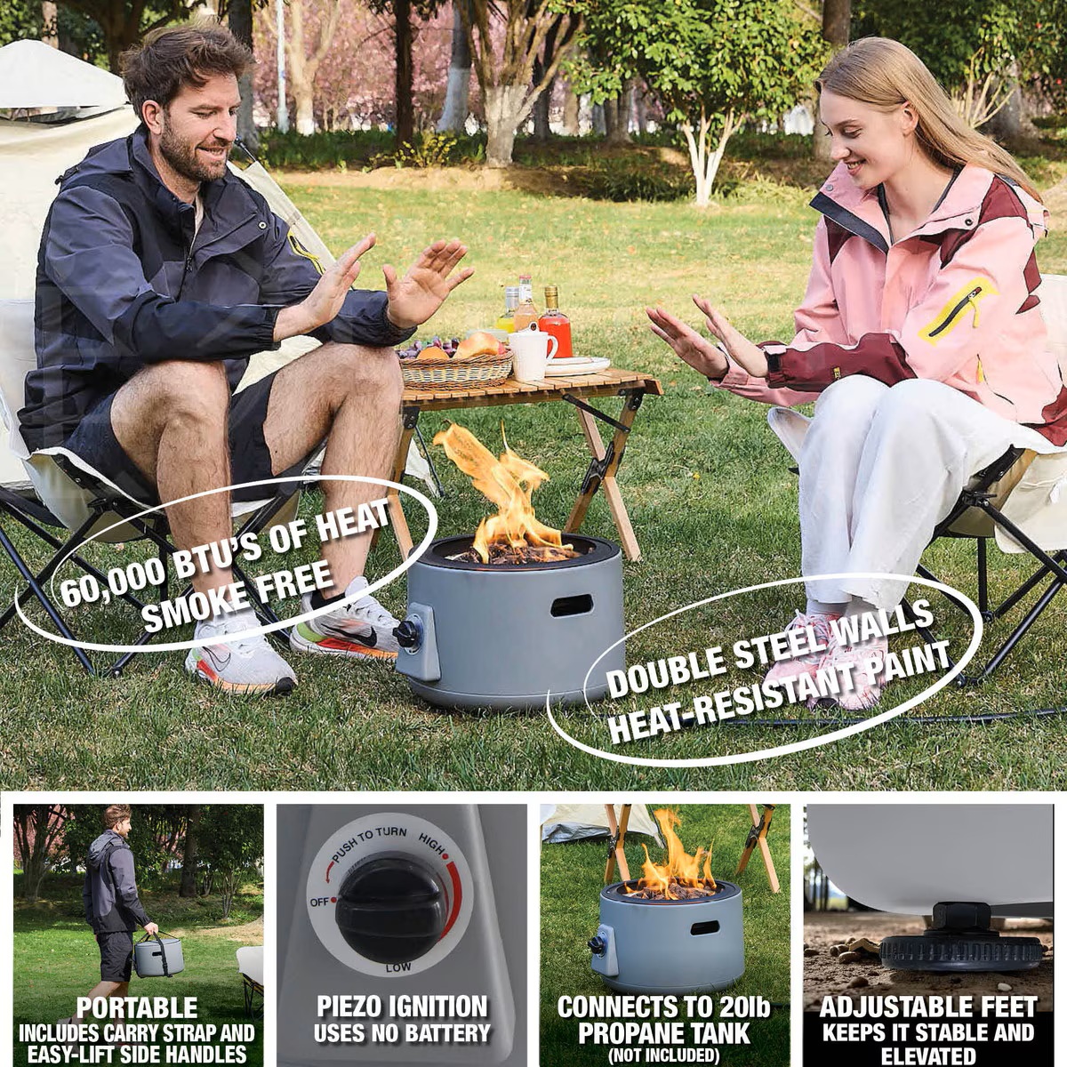 JR Home 15 Inch Paramount Expedition Propane Fire Pit
