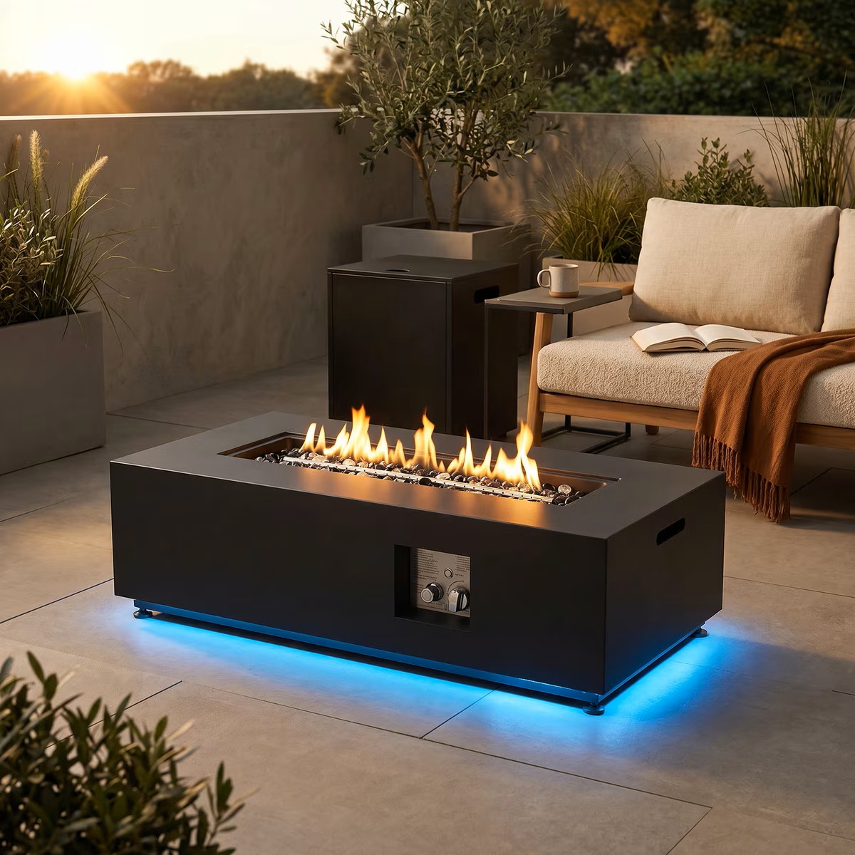 JR Home 42 Inch Paramount Aurora LED Propane Fire Table