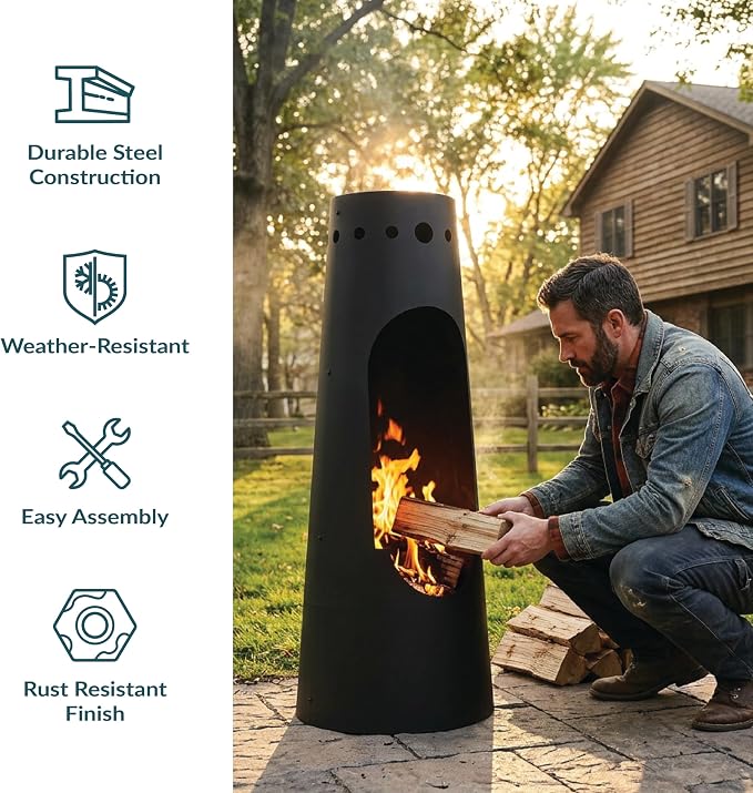 Sunnydaze 50 Inch Santa Fe Steel Rustic Chiminea