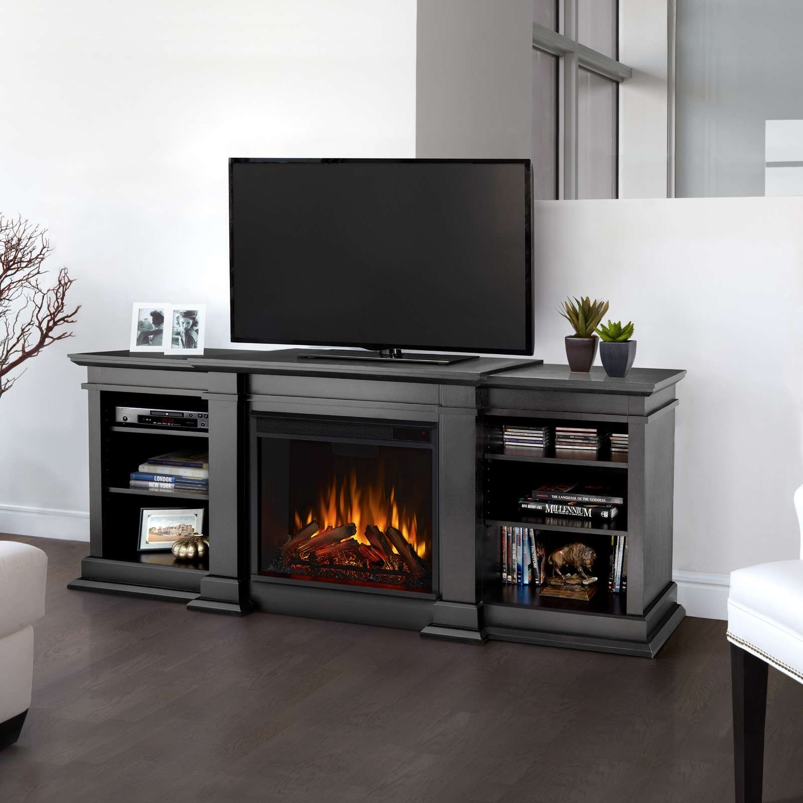 Real Flame 72 Inch Fresno Electric Fireplace TV and Media Stand