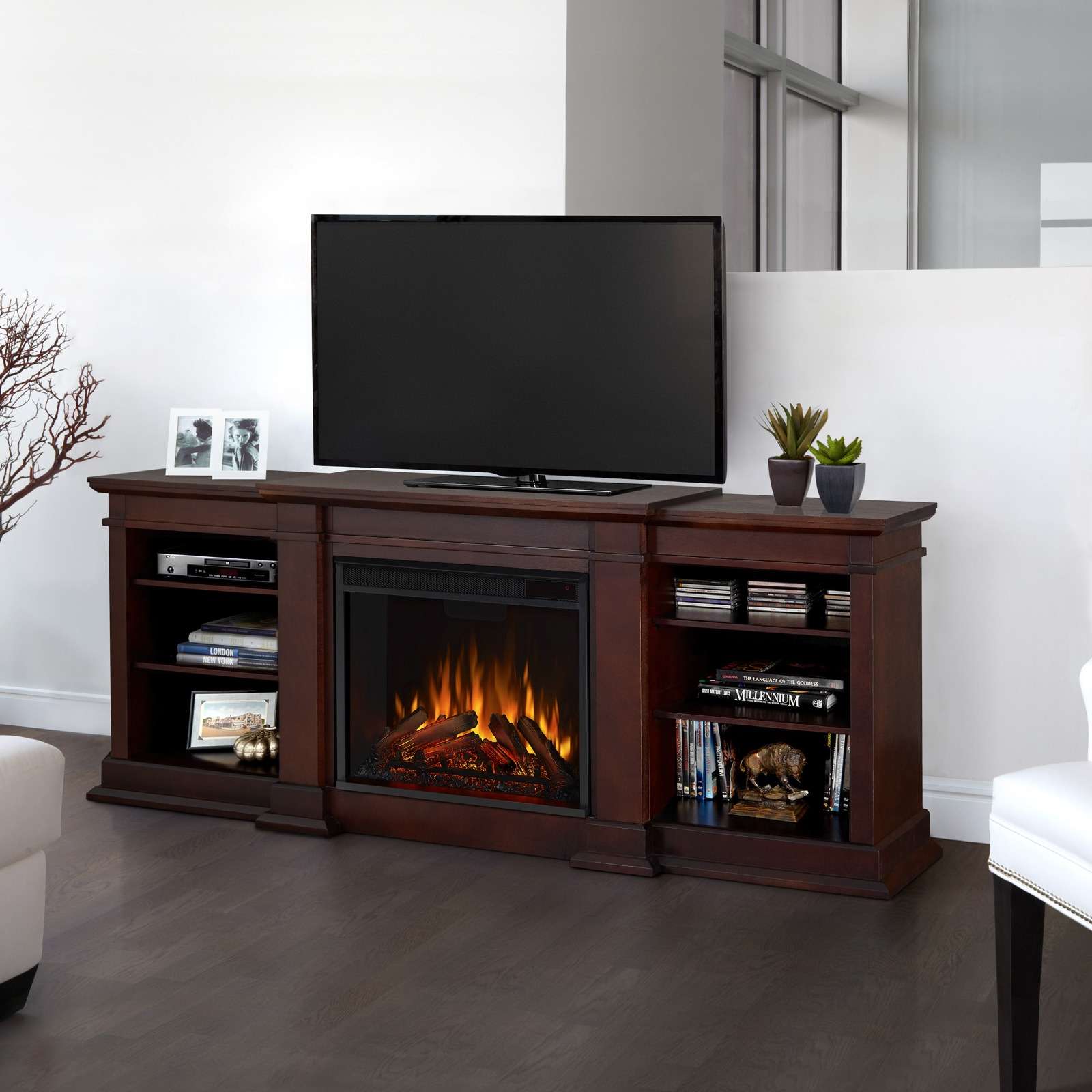 Real Flame 72 Inch Fresno Electric Fireplace TV and Media Stand