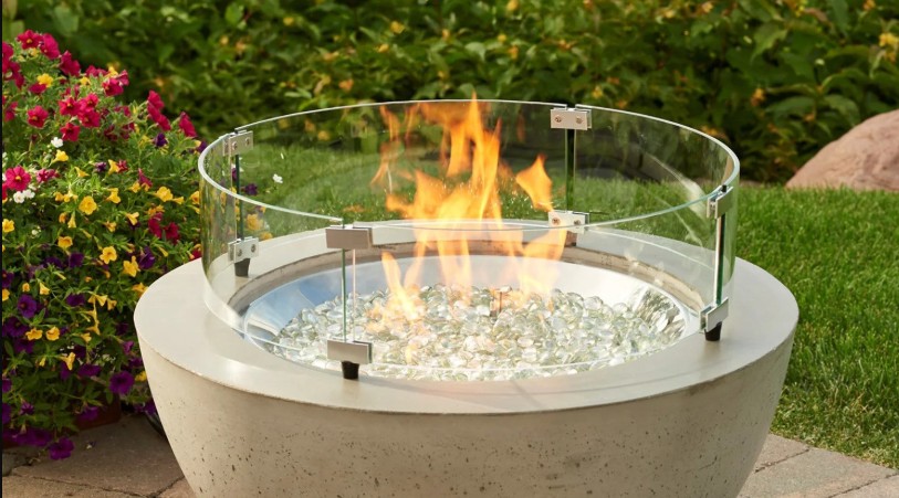 Outdoor Greatroom Round Glass Wind Guard for 12 Inch Burners