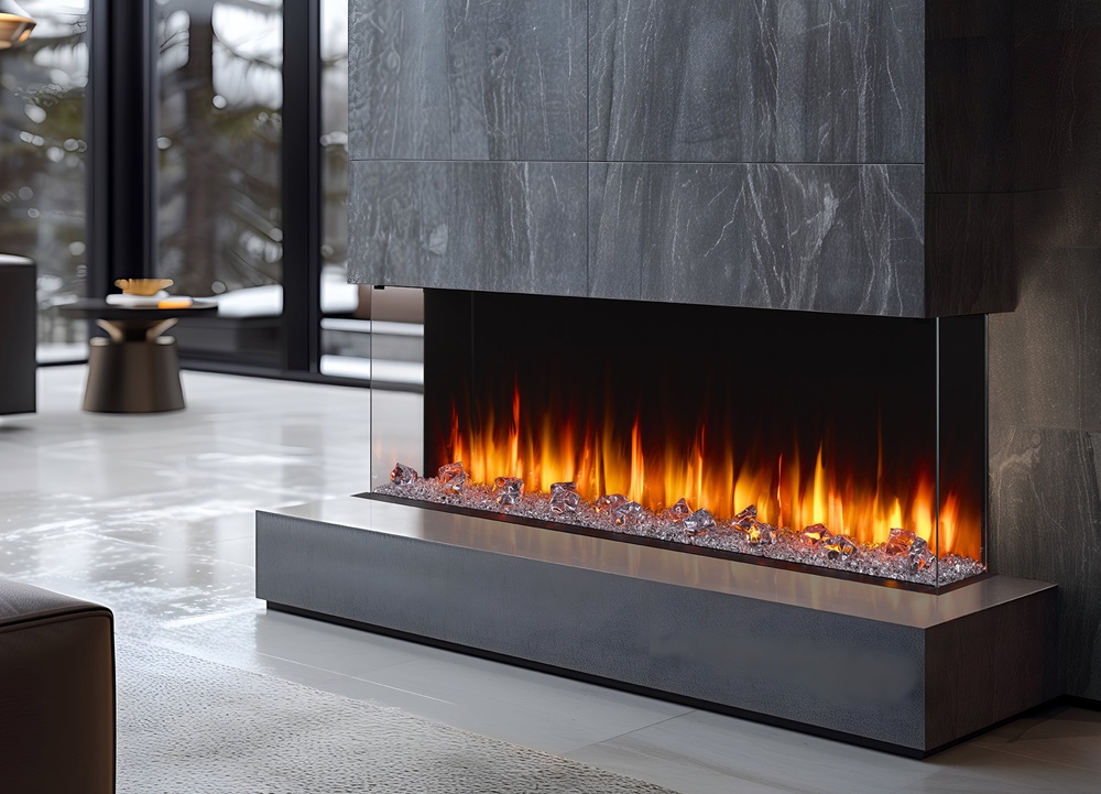 Simplifire 65 Inch Triton Built-In Bay Front Electric Fireplace