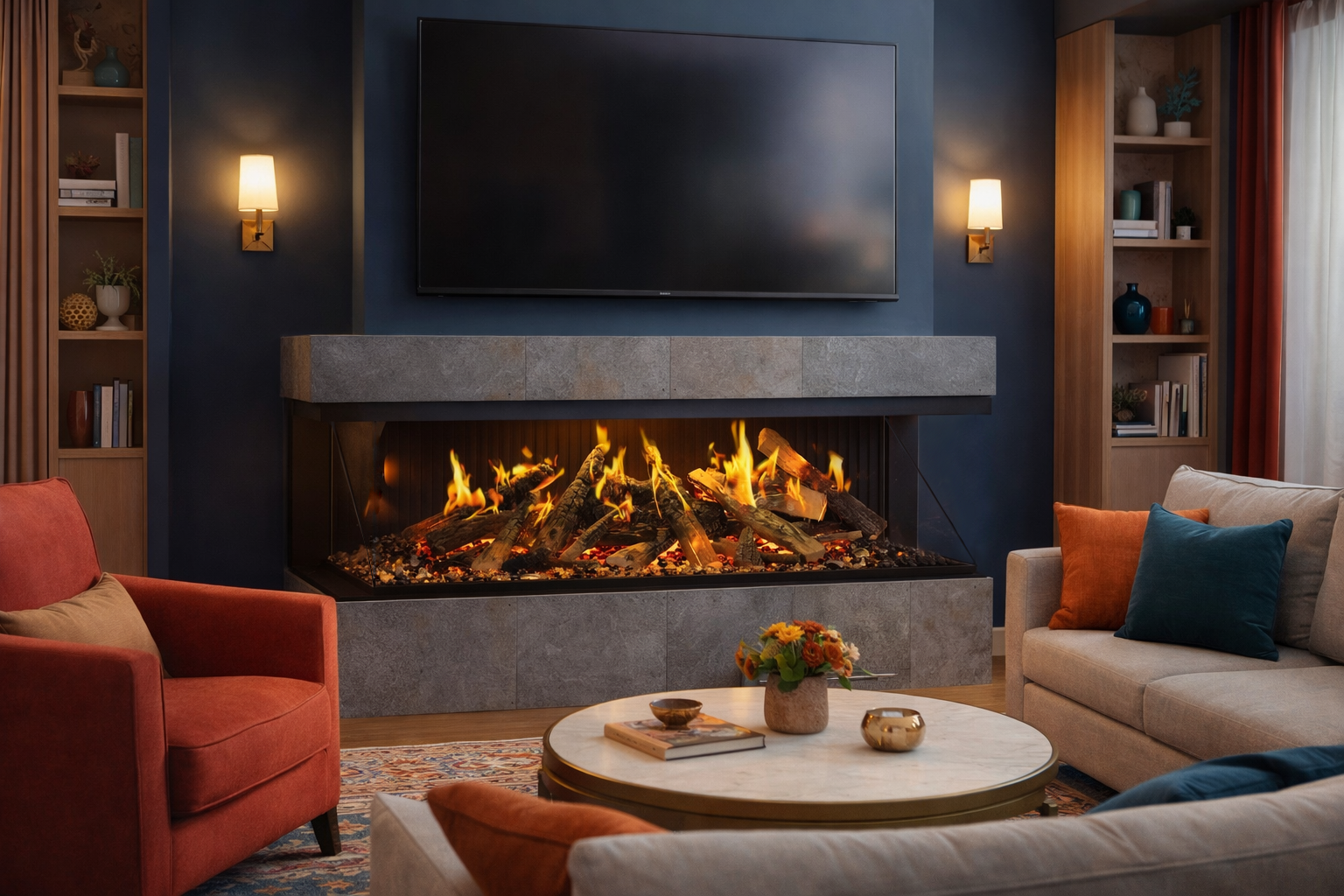 Amantii Contemporary Pedestal Display for 75 Inch Signature MultiView Holo Fireplace