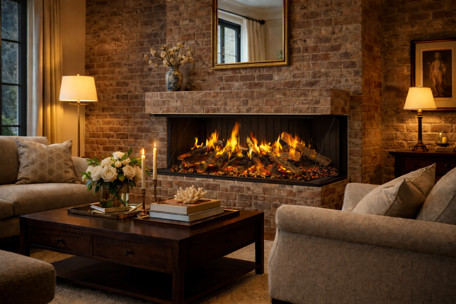 Amantii Contemporary Pedestal Display for 75 Inch Signature MultiView Holo Fireplace