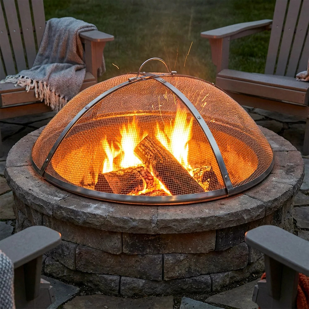 Sunnydaze Round Stainless Steel Mesh Fire Pit Screen