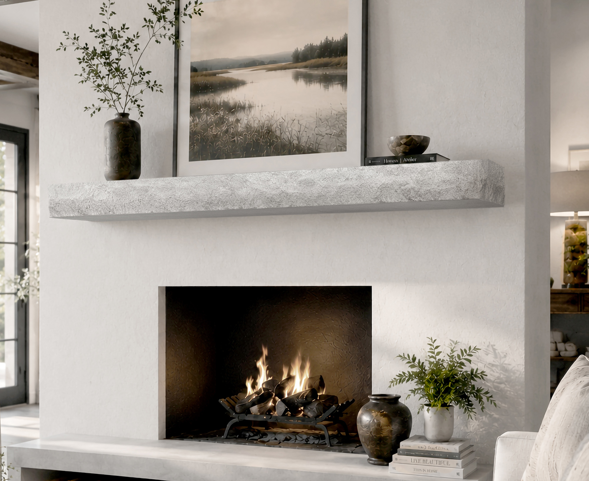 Pearl Mantels 84 Inch Natural Cut Stone Non-Combustible Mantel Shelf