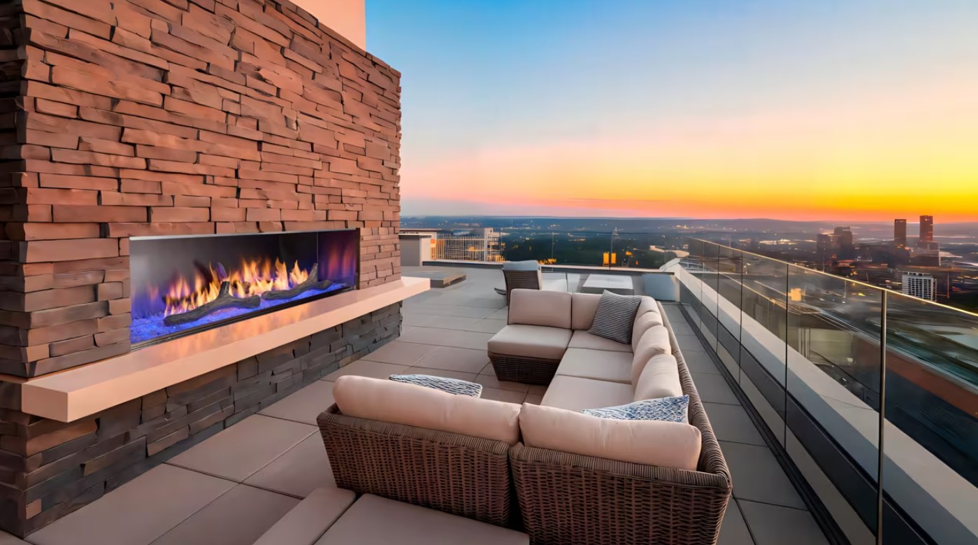 Outdoor Lifestyles 72 Inch Lanai Linear Outdoor Natural Gas Fireplace