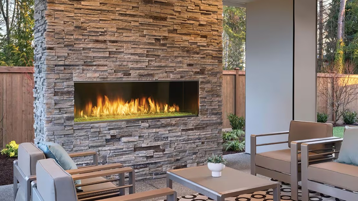 Outdoor Lifestyles 72 Inch Lanai Linear Outdoor Natural Gas Fireplace