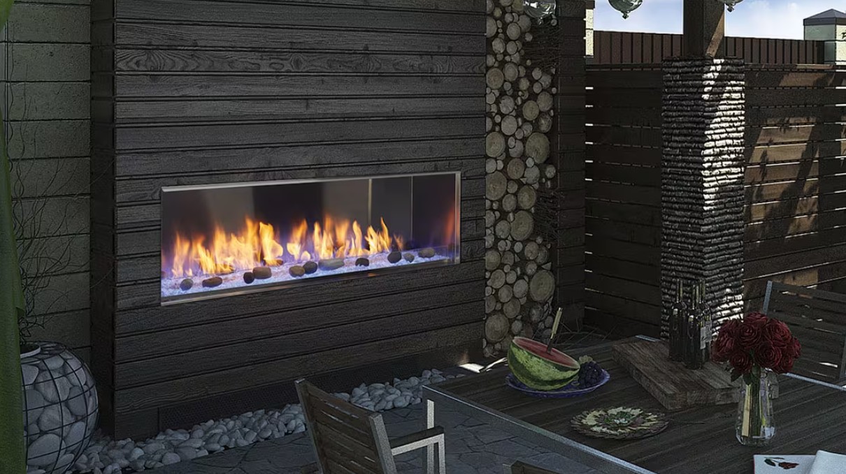 Outdoor Lifestyles 72 Inch Lanai Linear Outdoor Natural Gas Fireplace