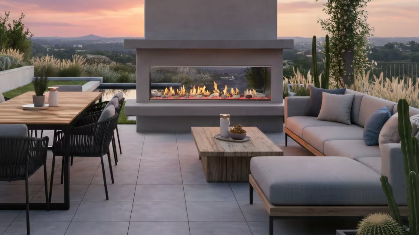Outdoor Lifestyles 60 Inch Lanai See-Through Outdoor Natural Gas Fireplace