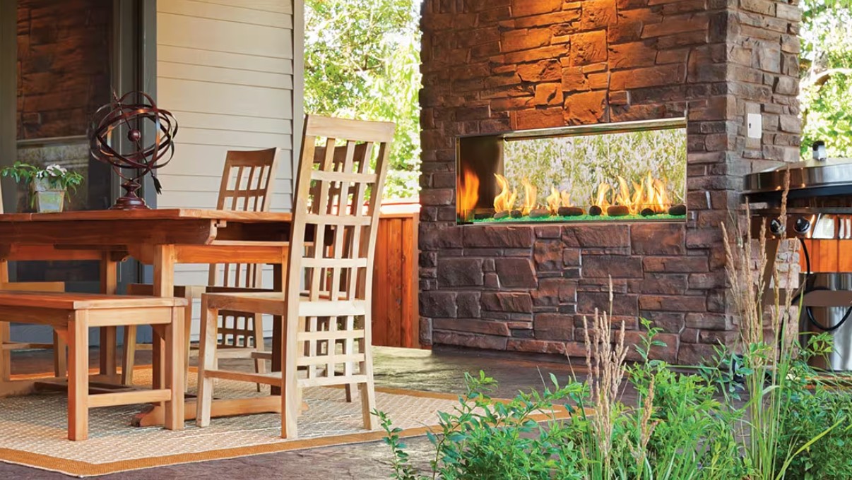 Outdoor Lifestyles 60 Inch Lanai See-Through Outdoor Natural Gas Fireplace