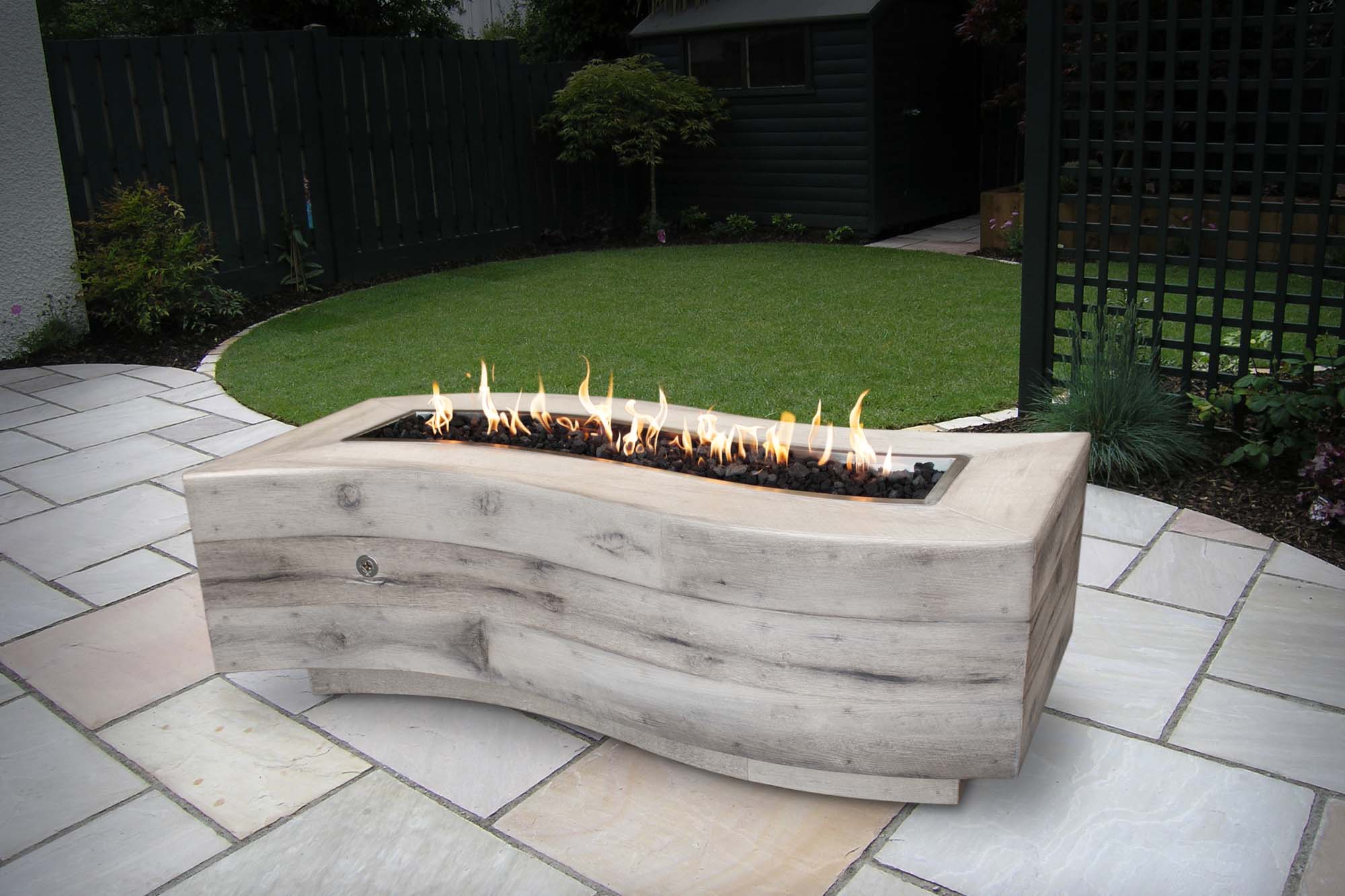 The Outdoor Plus 60 Inch Wood Grain GFRC Big Sur Gas Fire Pit