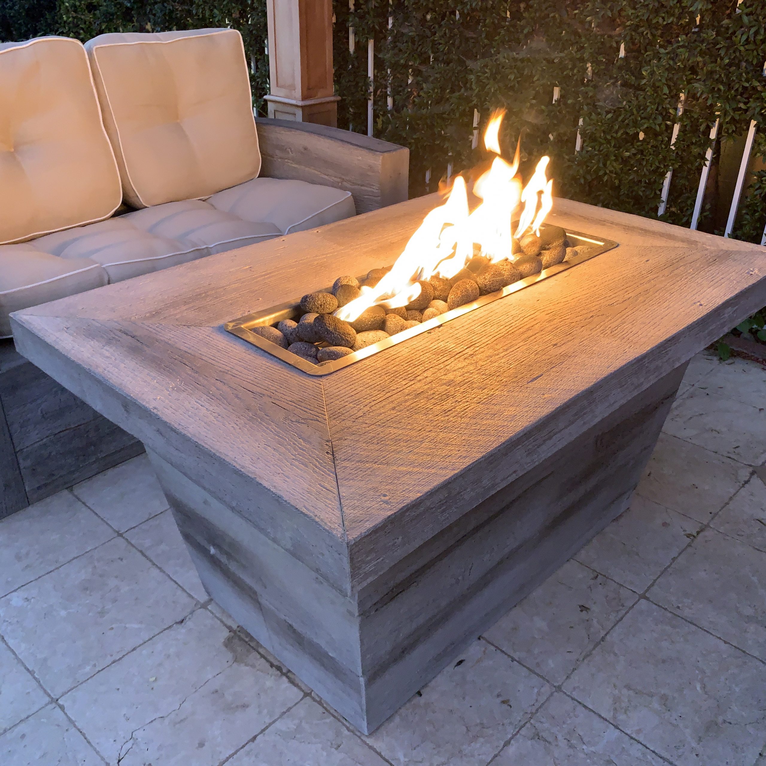The Outdoor Plus 48 x 24 Inch Wood Grain GFRC Carson Gas Fire Pit