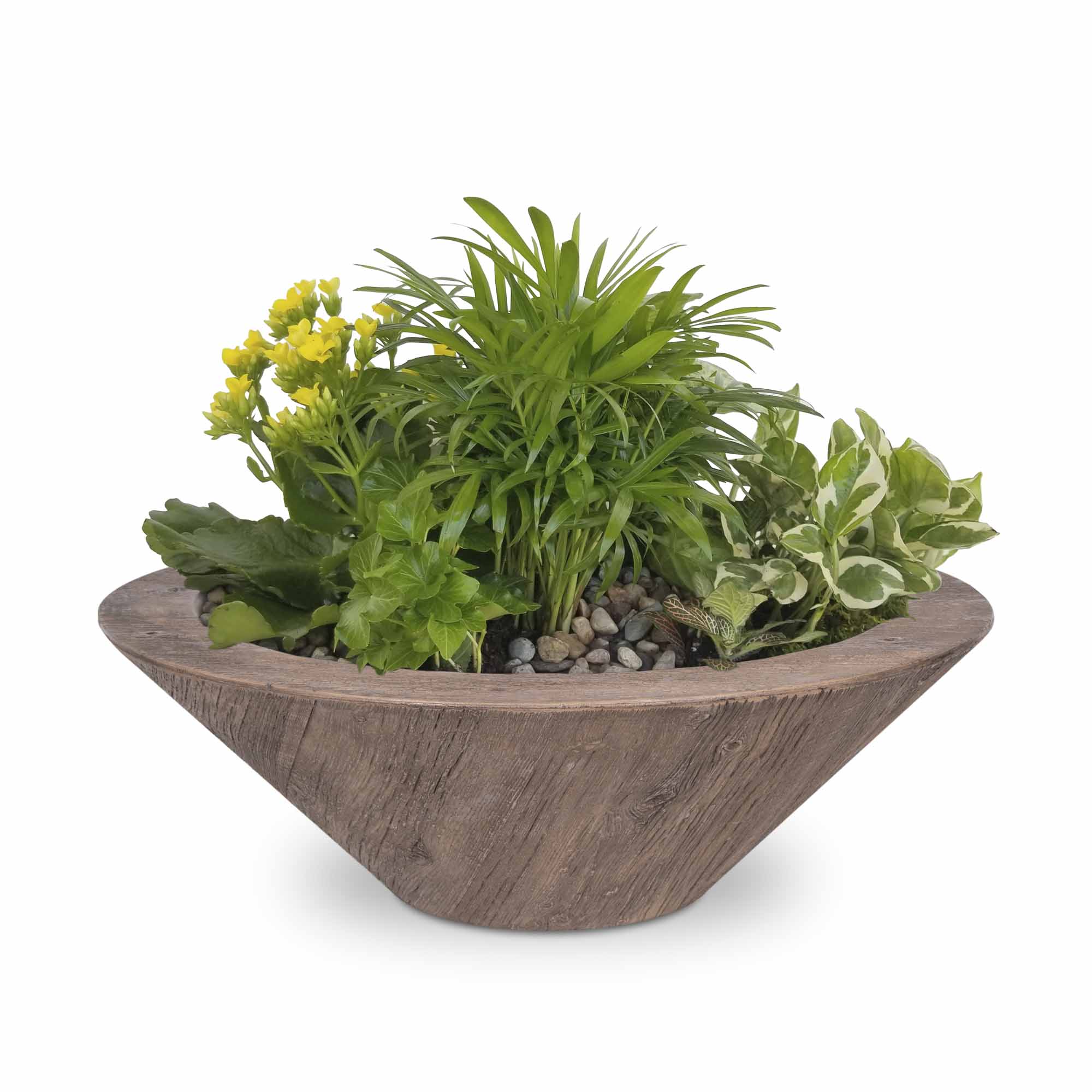 The Outdoor Plus 24 Inch Cazo Wood Grain GFRC Planter Bowl