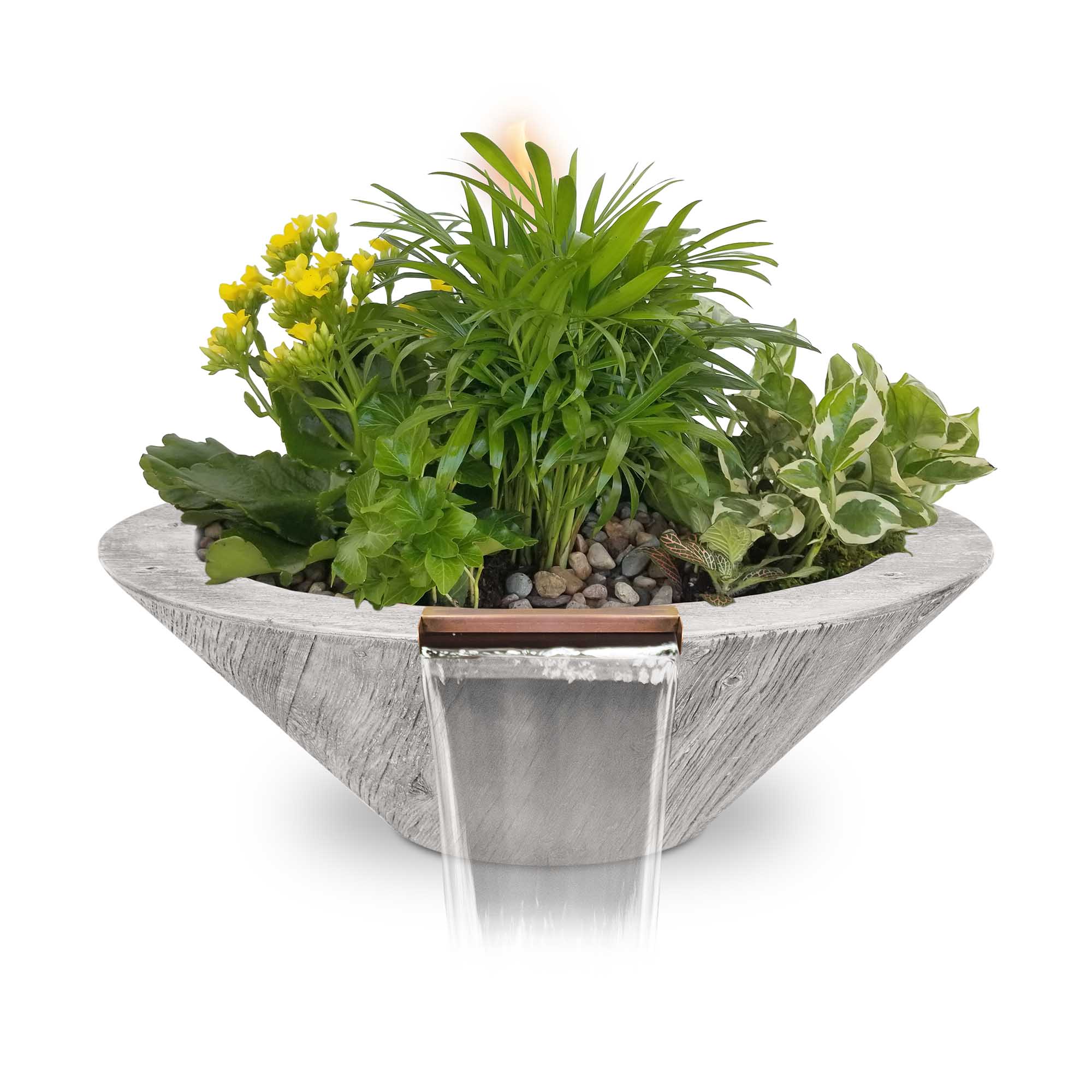 The Outdoor Plus 24 Inch Wood Grain GRFC Cazo Planter and Water Bowl