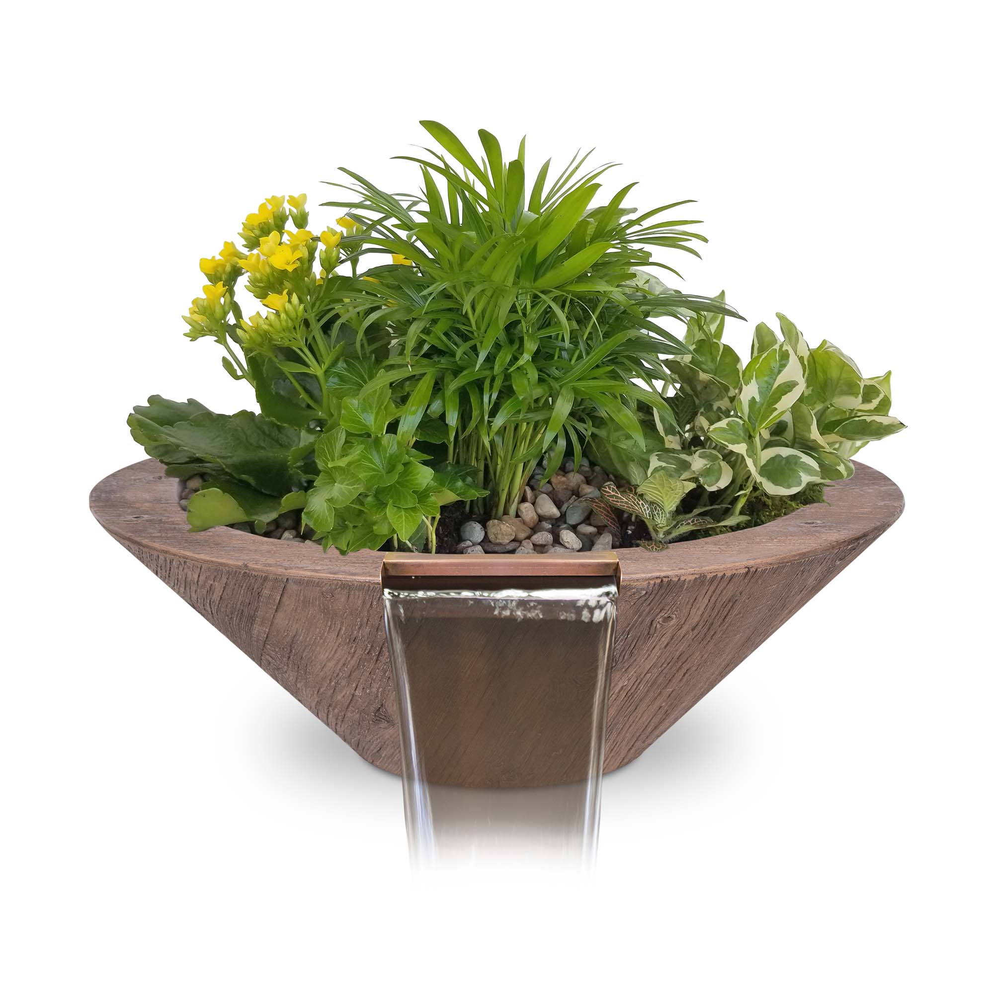 The Outdoor Plus 24 Inch Wood Grain GRFC Cazo Planter and Water Bowl