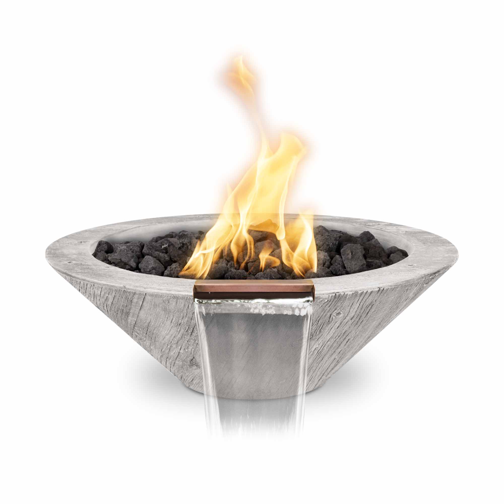 The Outdoor Plus 32 Inch Wood Grain GFRC Cazo Gas Fire and Water Bowl