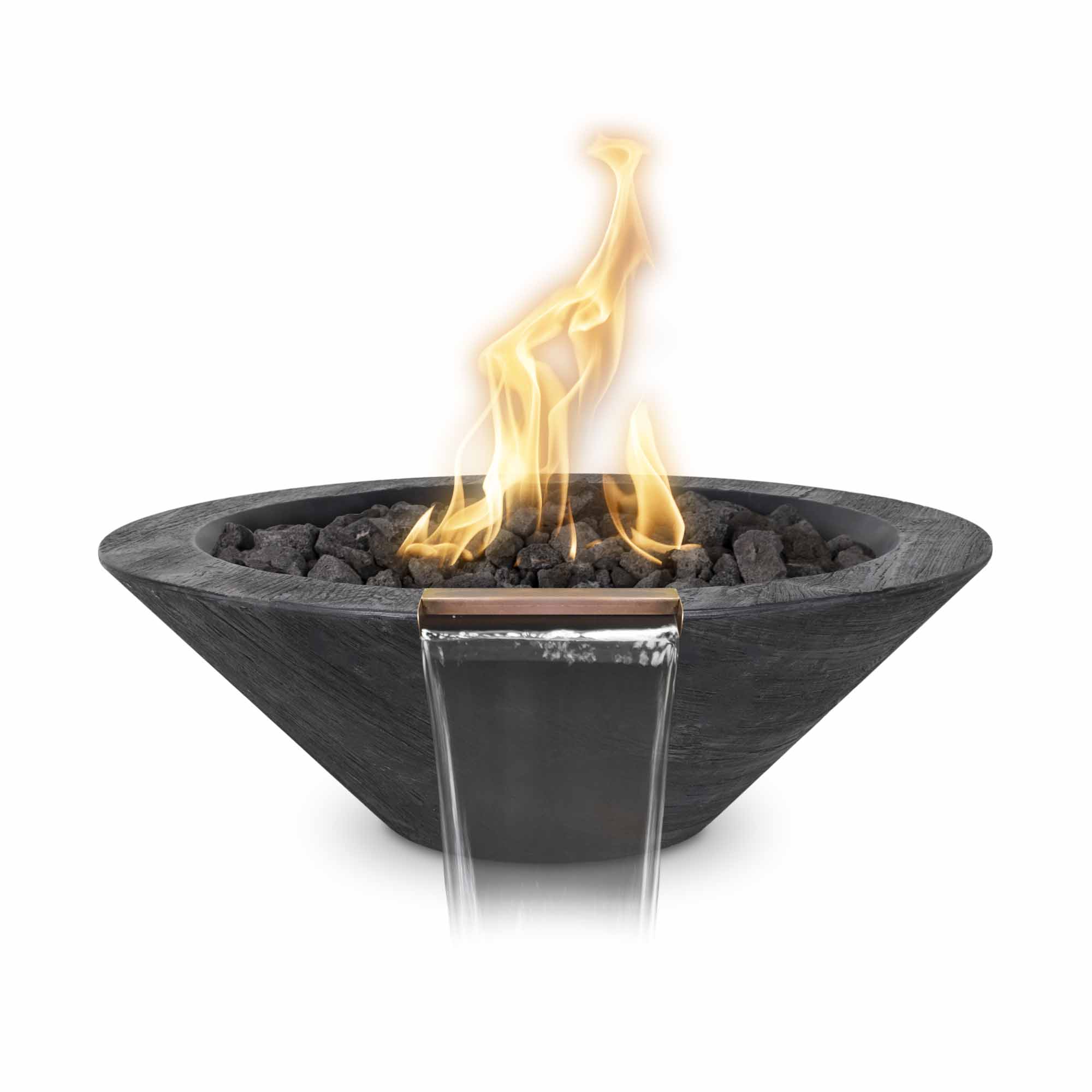 The Outdoor Plus 32 Inch Wood Grain GFRC Cazo Gas Fire and Water Bowl