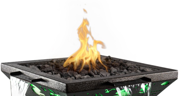 The Outdoor Plus 30 Inch Wonderland Lighthouse 4-Way Spill Gas Fire and Water Bowl with LED Lights