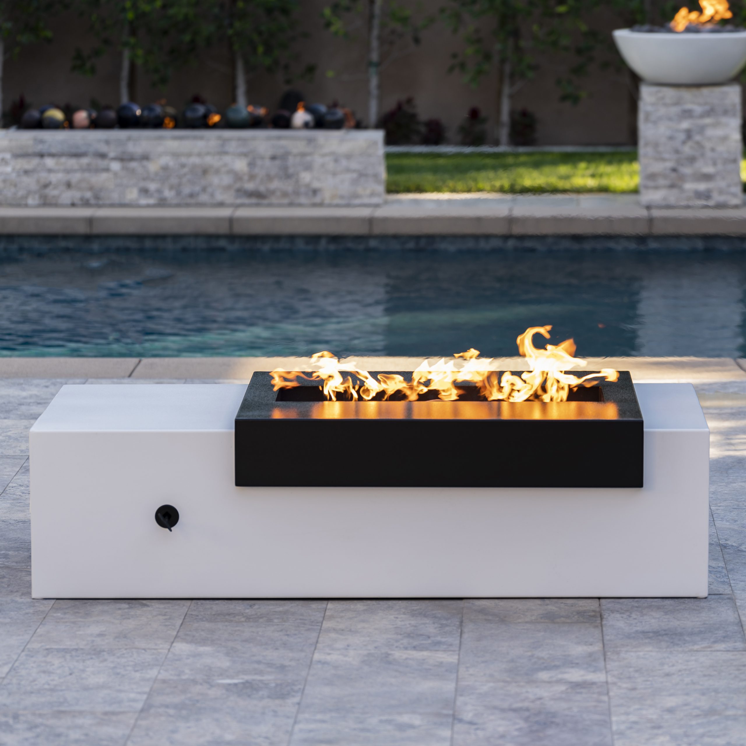The Outdoor Plus 60 Inch Black and White Moonstone Gas Fire Pit