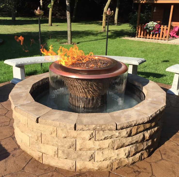 The Outdoor Plus 60 Inch Olympian Gas Fire and Water Fountain with 360 Spill Cazo Bowl