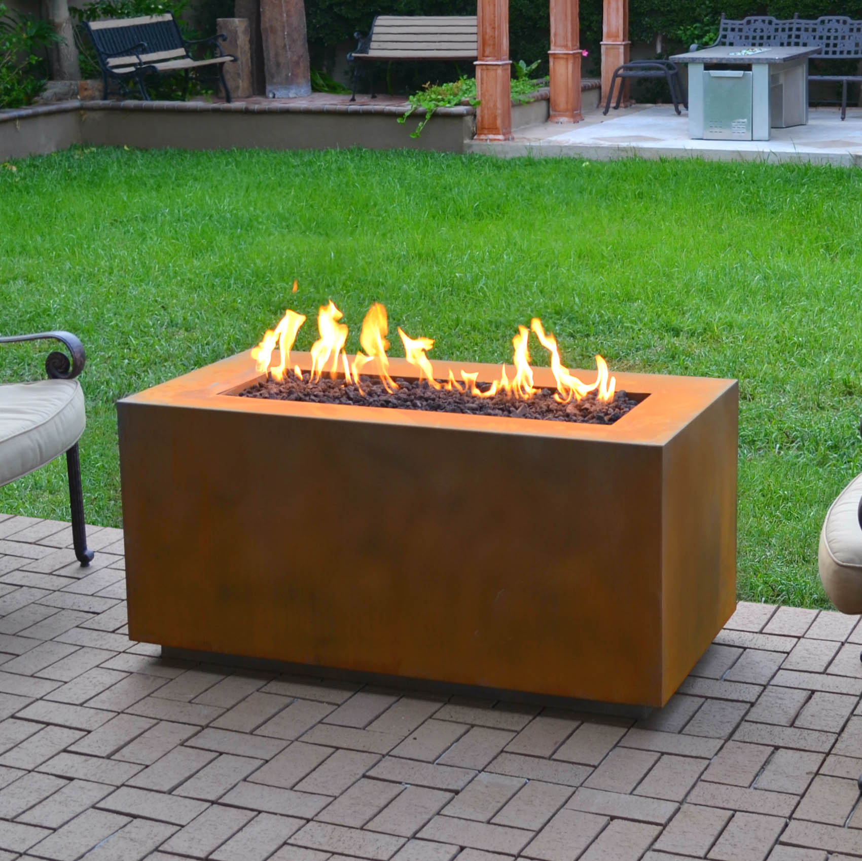 The Outdoor Plus 48 Inch Corten Steel Pismo Gas Fire Pit