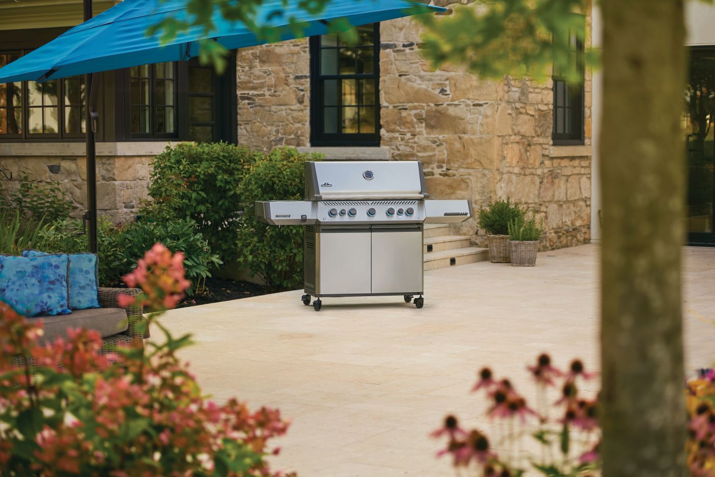 Napoleon Grills 74 Inch Prestige 665 Gas Grill Cart with Infrared Side and Rear Burners