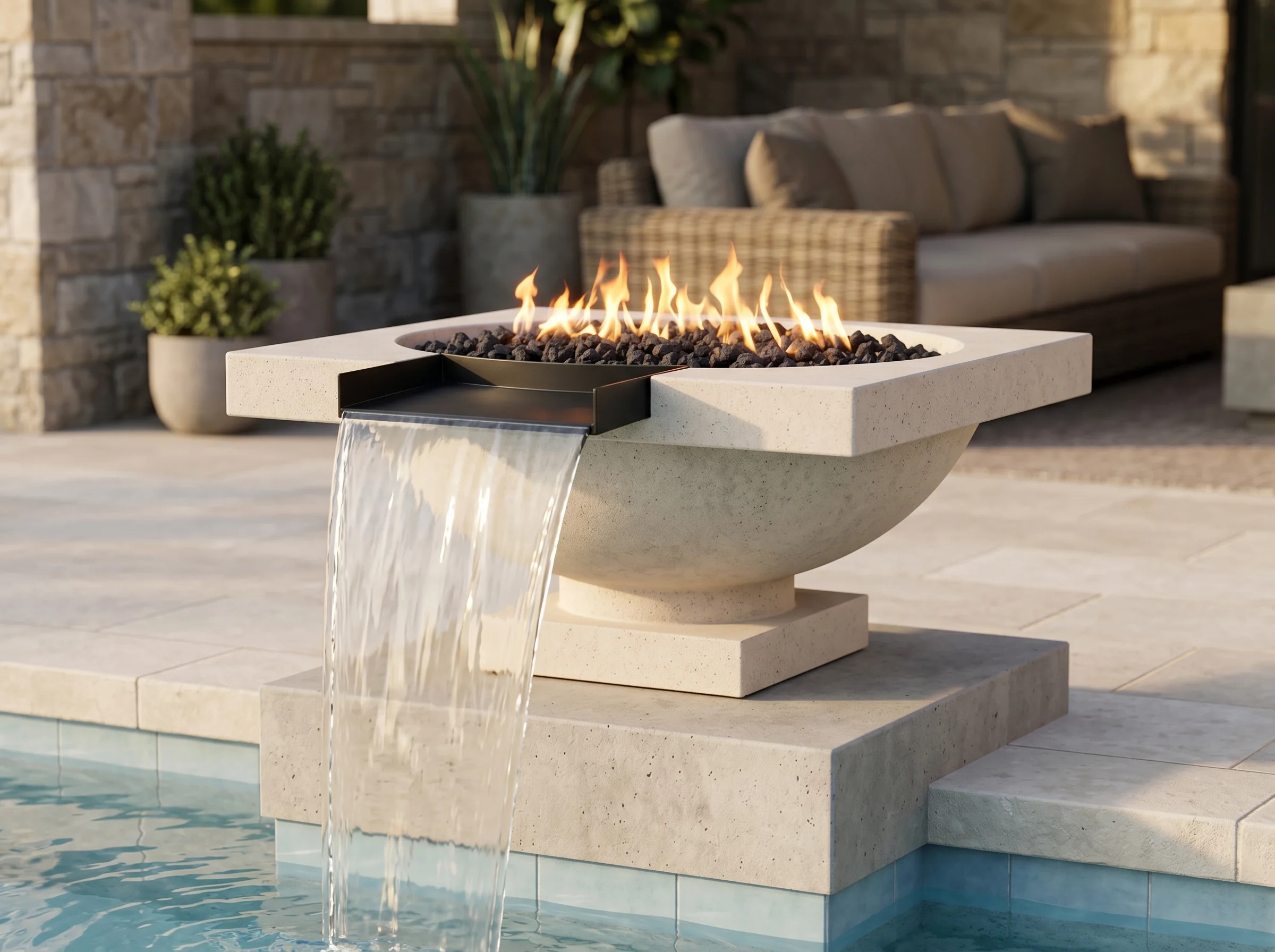 Prism Hardscapes Ibiza Gas Fire and Water Bowl