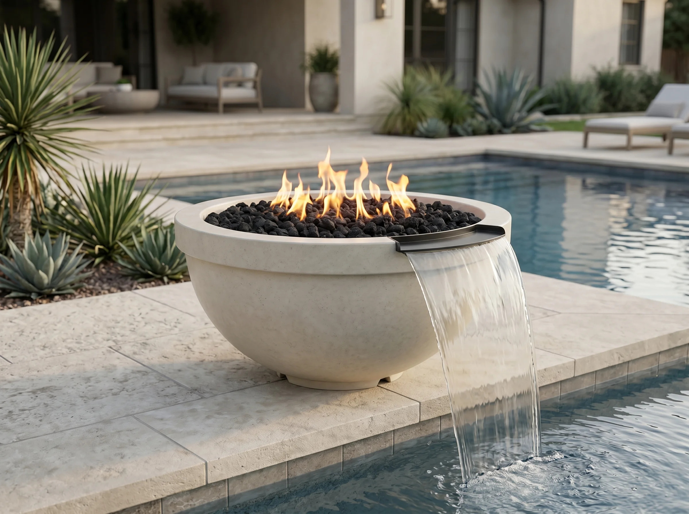 Prism Hardscapes 33 Inch Sorrento Gas Fire and Water Bowl
