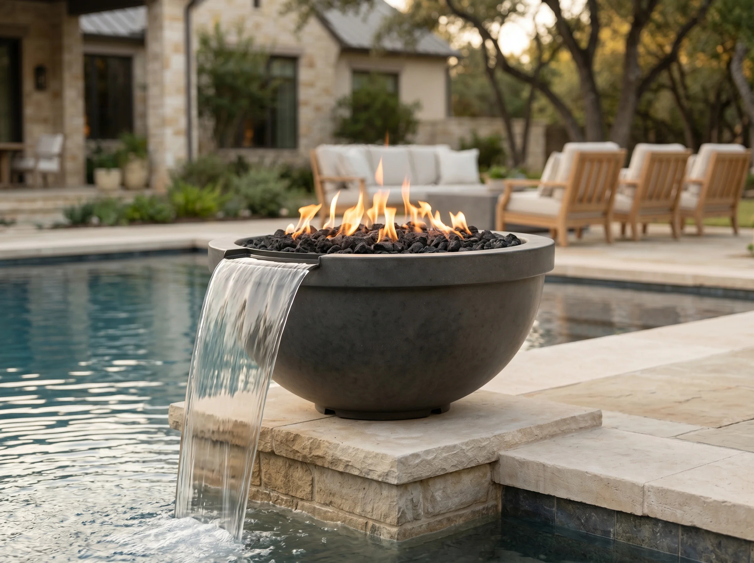 Prism Hardscapes 33 Inch Sorrento Gas Fire and Water Bowl