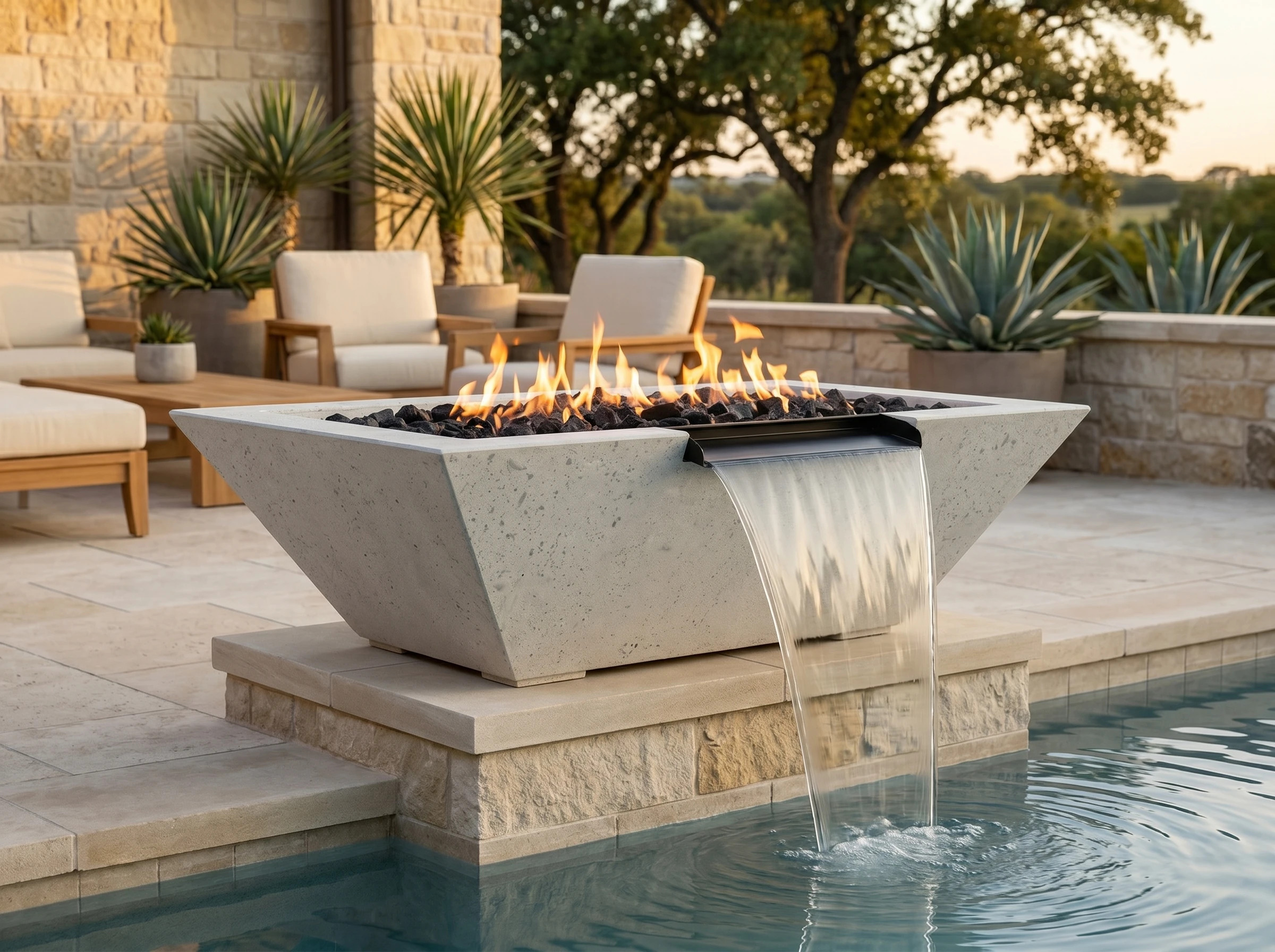 Prism Hardscapes 30 Inch Lombard Pedestal Gas Fire and Water Bowl